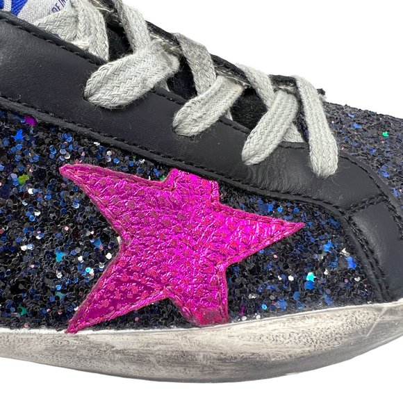 NWOB Golden Goose Superstar Kids Sneakers Galaxy Glitter Fuchsia Star Size 35 - Picture 8 of 17